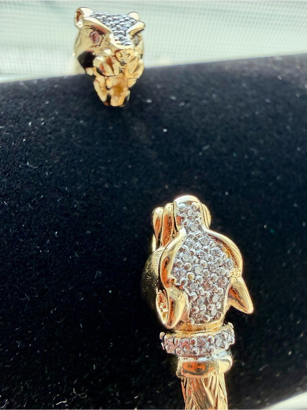 Italian Gold-Tone Braided Dragon Head Bangle Bracelet - Picture 4 of 7